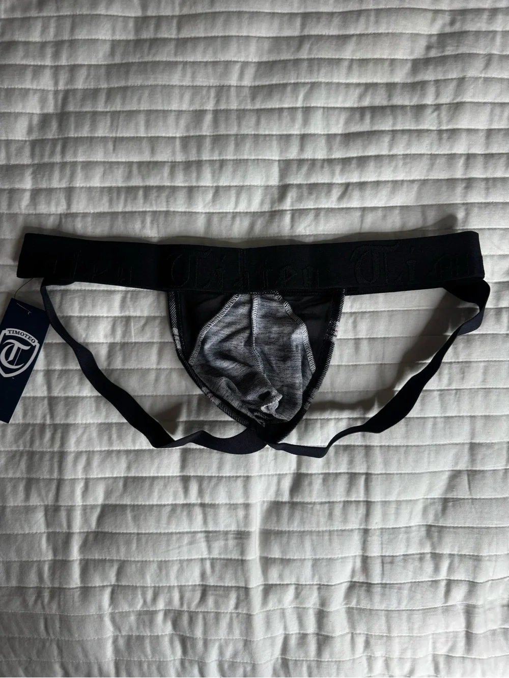 TIMOTEO Black Plaid Men's Brief Jockstrap - Supportive Fit
